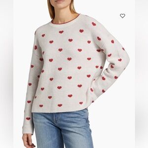 SPLENDID Lolly Hearts Jacquard Sweater Size Large